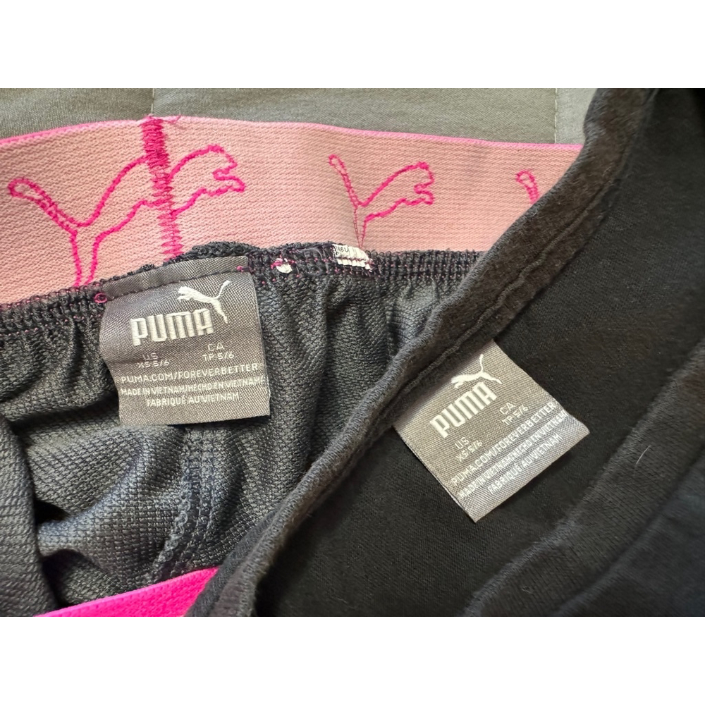 Puma | Girls Black T-shirt and Gray Shorts | Size XS 5/6 - Picture 4 of 6